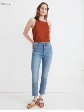 Madewell Cropped High-Rise Straight Jeans in Light Blue Wash
